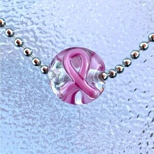 Breast Cancer Awareness Glass Bead Necklace